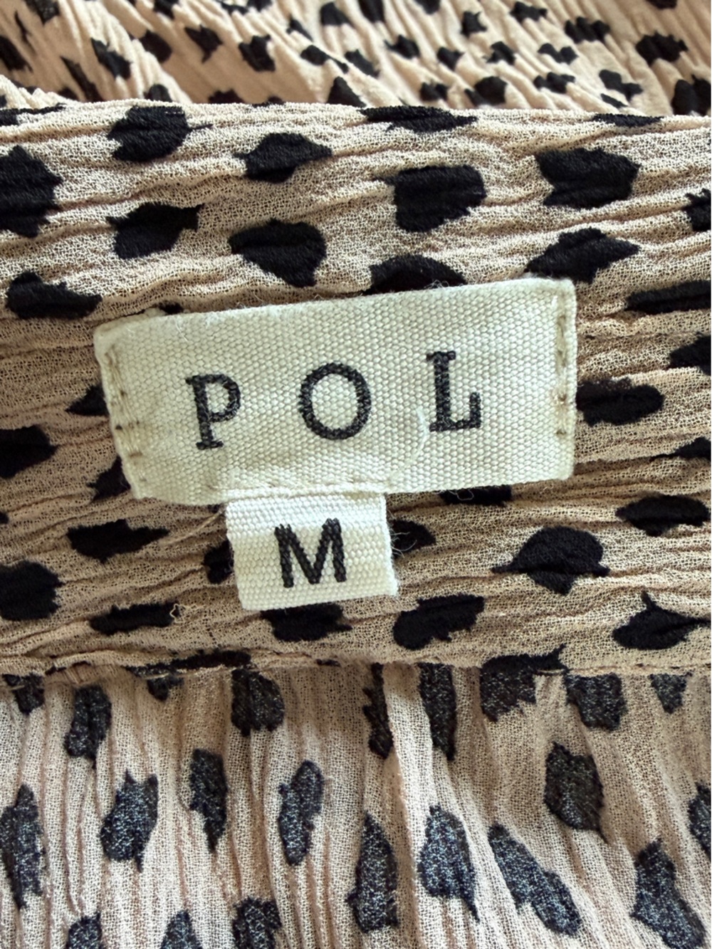 POL Tan Black Dotted Button Down Blouse - Picture 5 of 5